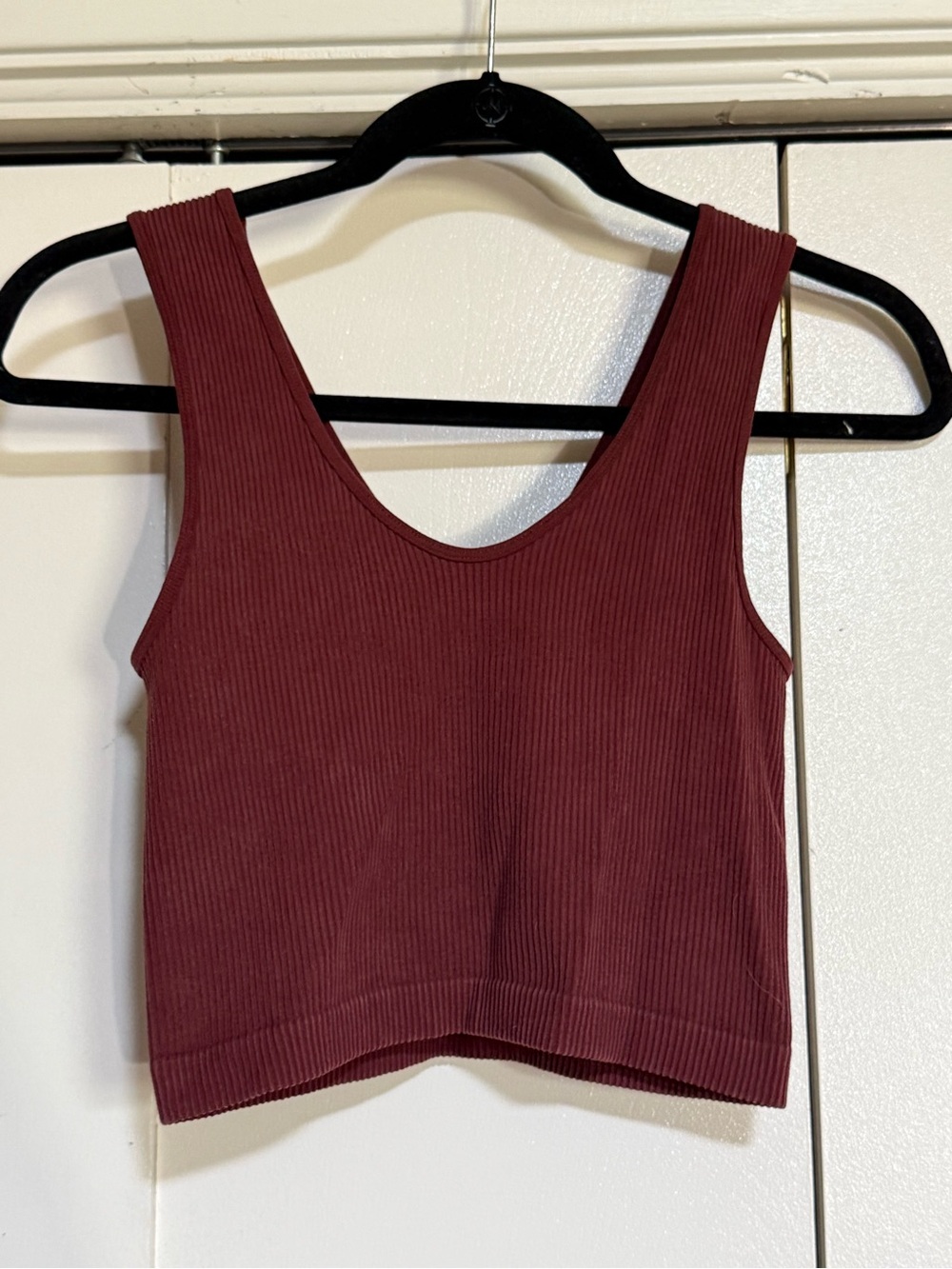Free People Ribbed Seamless Crop Tank Burgundy Wine Brami Top XS/S - Picture 2 of 9